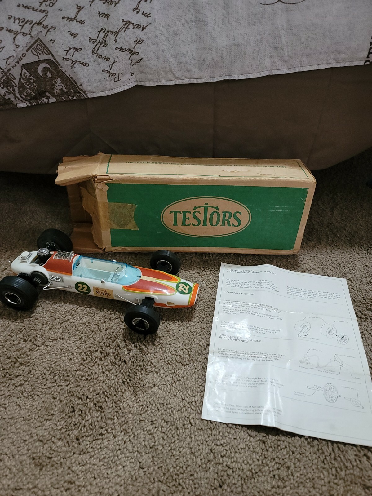 Vintage TESTORS INDY 500 Race Car GAS POWER Tether SPRITE * in Original