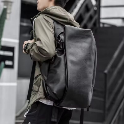 Waterproof Travel laptop Unisex Leather outdoor Men Teenage Backpack SchoolBag