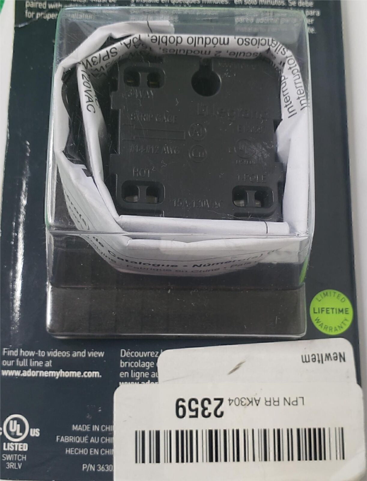 Legrand Adorne Whisper Lighting Switch Interruptor Gray New eBay