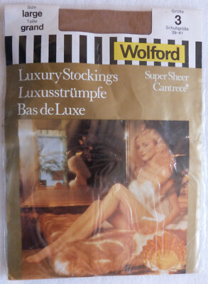 Wolford große Größen Vintage super transparente Luxus Cantrece Nylonstrümpfe in Nerz