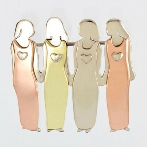 Four Sisters Pin 4 Best Friends Brooch 