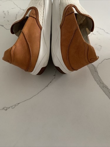 Mocassini scarpe casual slip on da uomo US 13 Olukai Lae’ Ahi Kapa avorio marrone rete - Foto 10 di 15