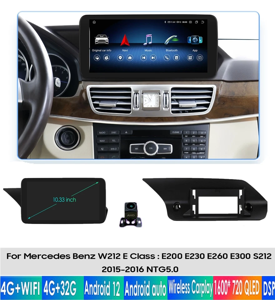Radio navegación GPS coche Android12 10,33" para Mercedes Benz clase E W212 E300 E350+AHD Foto 2 de 4