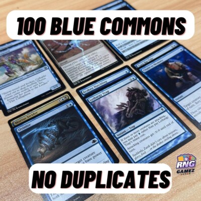 100 BLUE Magic the Gathering Cards Commons Bulk Lot NO DUPLICATES Commander 