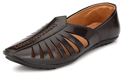 Mens shoe cushioned jutti daily wear office wear UK size 7-11 Brown spear mojari