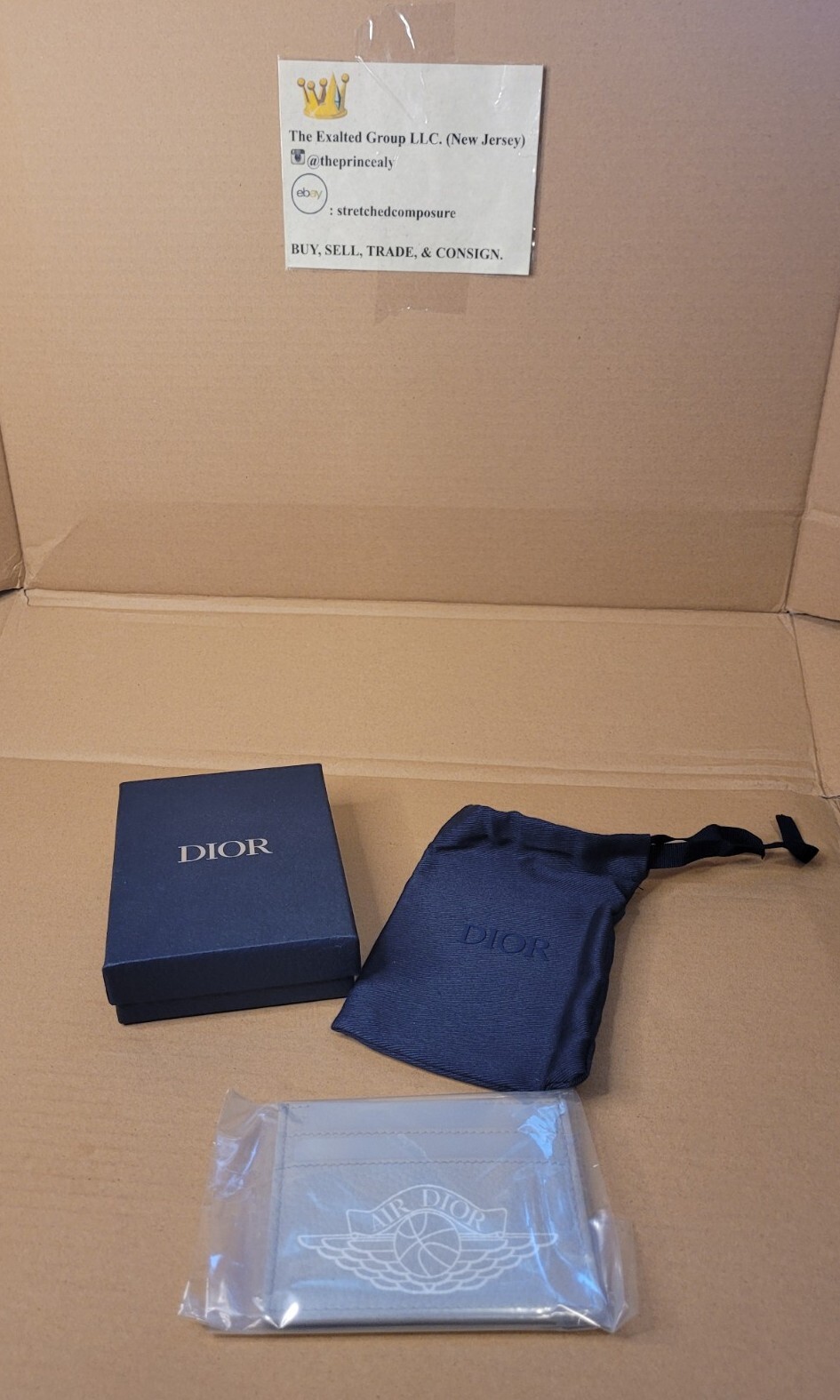 Dior Air Grey Leather Wings Logo Card Holder 4 Slots-image