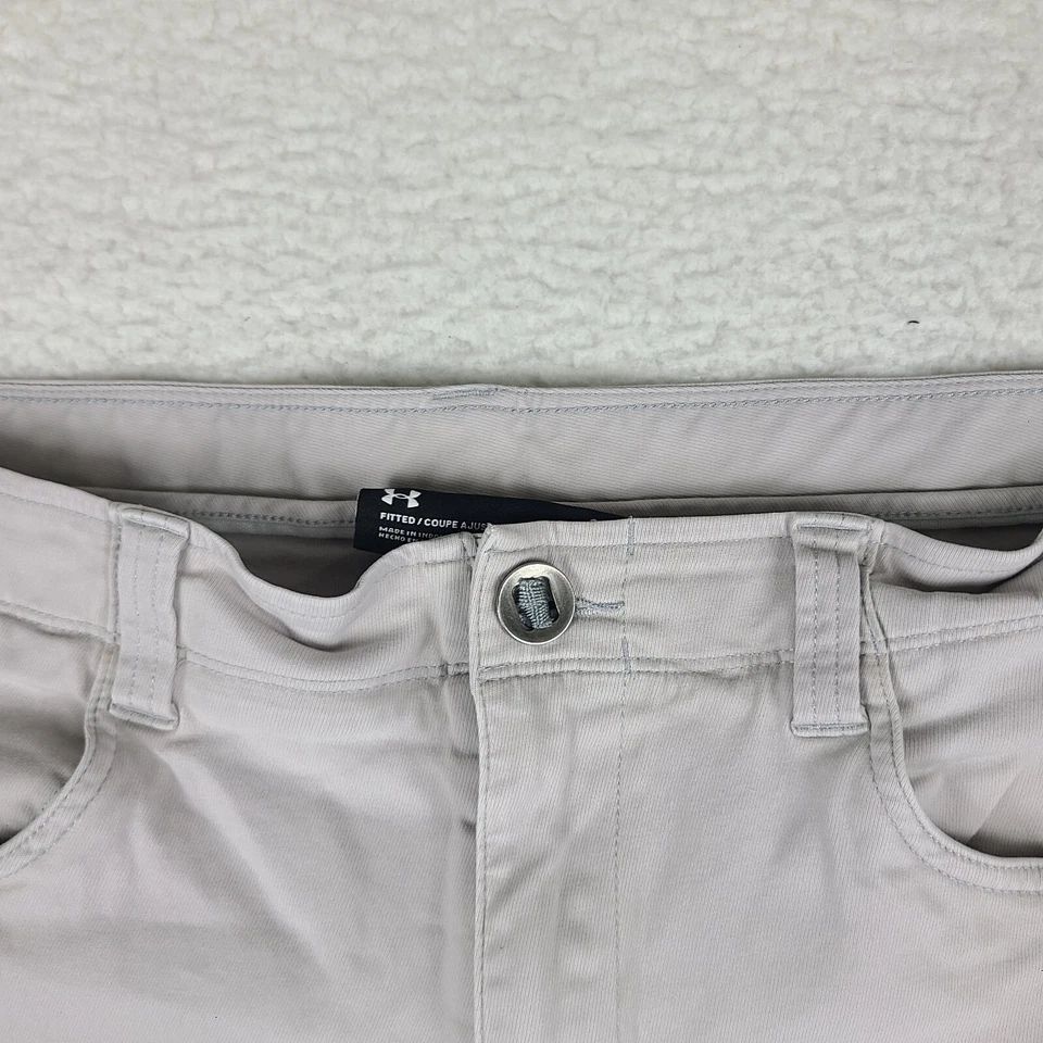 Pantalones Cortos Under Armour Para Hombre 38 Gris Claro Ajustados 9" Entrepierna Informal Rendimiento Chino Foto 4 de 4