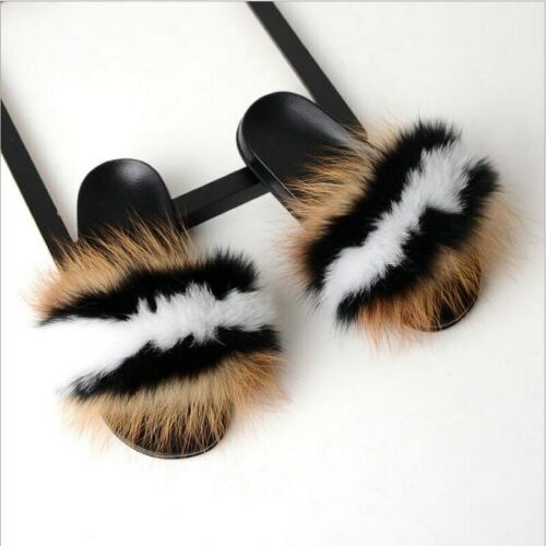 Faux Fur Slides Fuzzy Fluffy Slippers Flat Soft Sandals Open Toe - US Seller - Picture 27 of 32