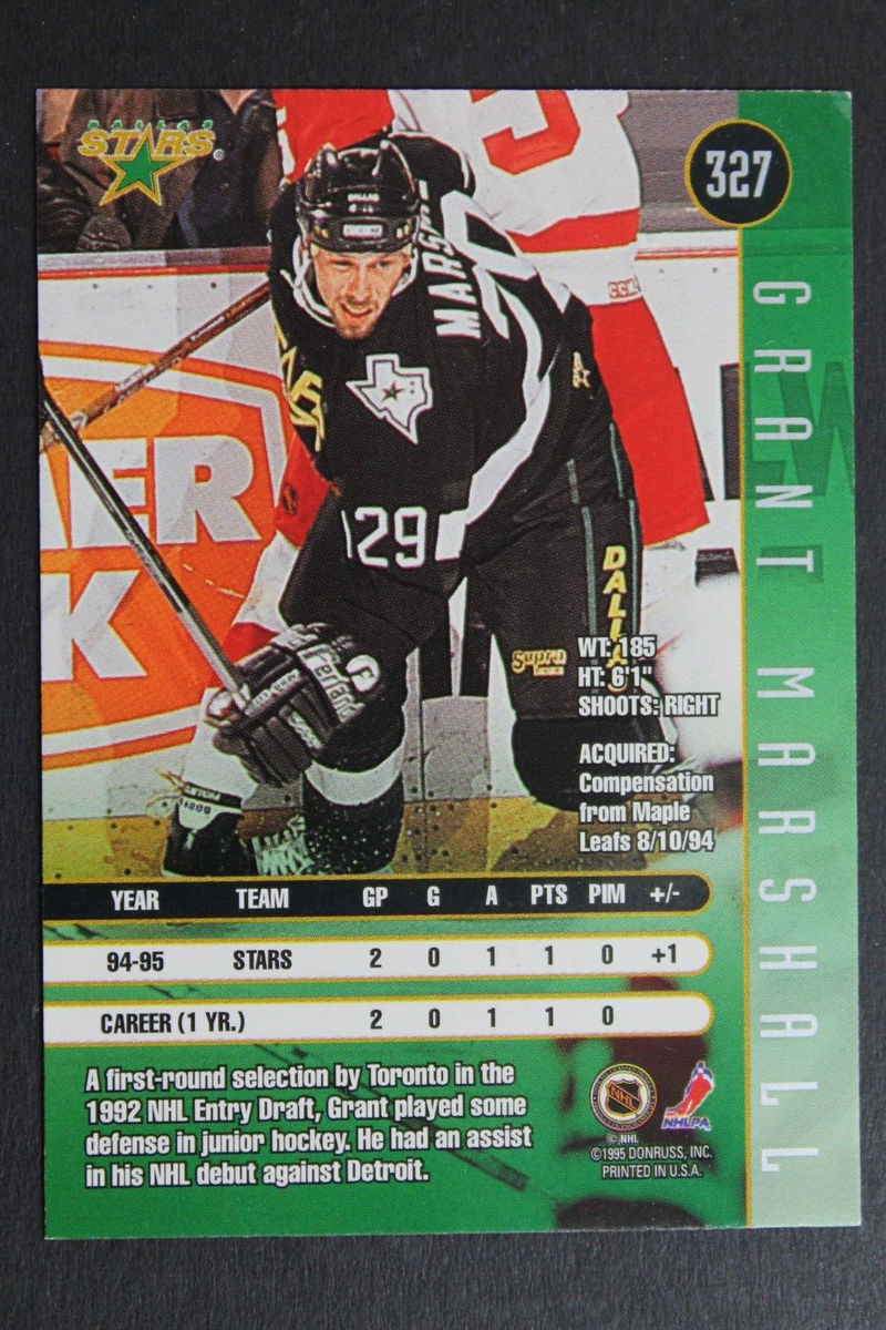 Grant Marshall Dallas Stars Autograph 1995 Donruss #327 Signed