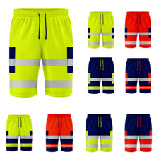Men's Hi Vis Viz 3/4 Shorts High Visibility Reflective Tape Security Work Bottom