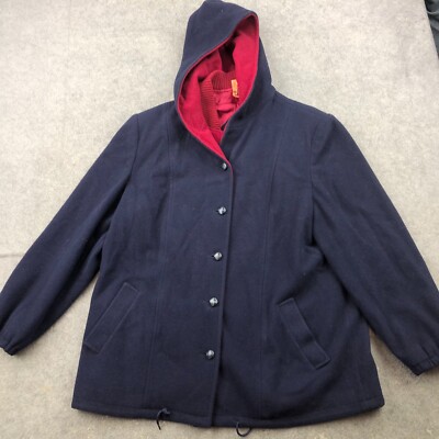 Authentic Mackintosh Vest Coat Womens 18 Blue Red Button Front 100% Wool 