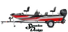 Boat Wrap Red Black Gray Vinyl Graphic Decal Kit Fishing Abstract Angled Lines
