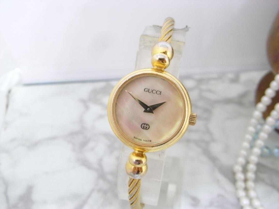 GUCCI 2700.2L White Shell Dial Gold Bangle Watch Quartz Women | eBay