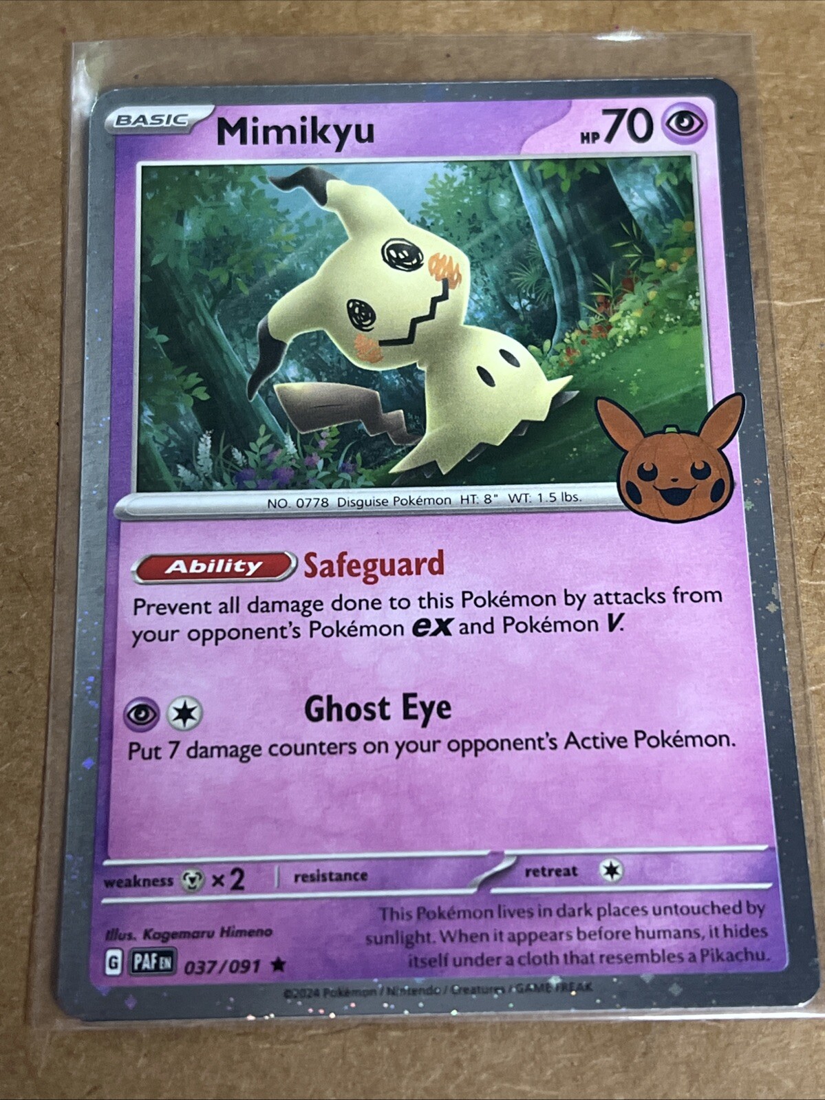 Pokemon Card TCG Halloween Trick Or Trade 2024 Mimikyu 37/91 Cosmos Rare Holo
