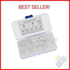 YOUYIDUN-650 Pcs White Nylon Flat Washer Assortment Kit, Round Flat Nylon Washer