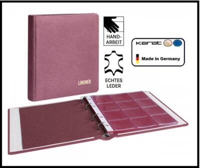 Leather Coin Album-Red Carat-LINDNER-1106LM-W + 10 Sleeves Mixed + Red ZWL