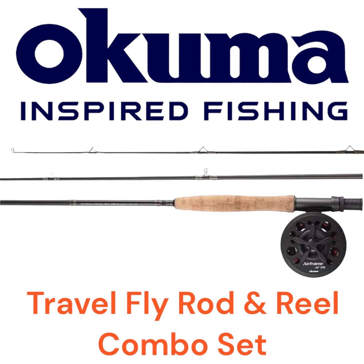 okuma airframe fly rod OKUMA AIRFRAME TRAVEL FLY FISHING ROD & REEL 9ft 3 PIECE COMBO SET NEW