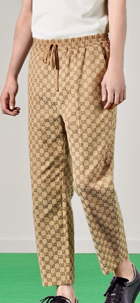Gucci GG Brown Canvass Jacquard Cotton Monogram Pants Gucci Sz 46