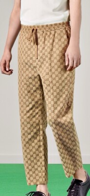 Gucci GG Brown Canvass Jacquard Cotton Monogram Pants Gucci Sz 46