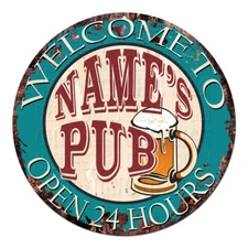 CP-0112 ANY NAME'S PUB Custom Personalized Tin Chic Sign decor Gift