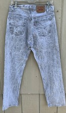 Vintage Levis Button Fly 501 Jeans Gray Acid Wash 32 30 31.5 in Waist