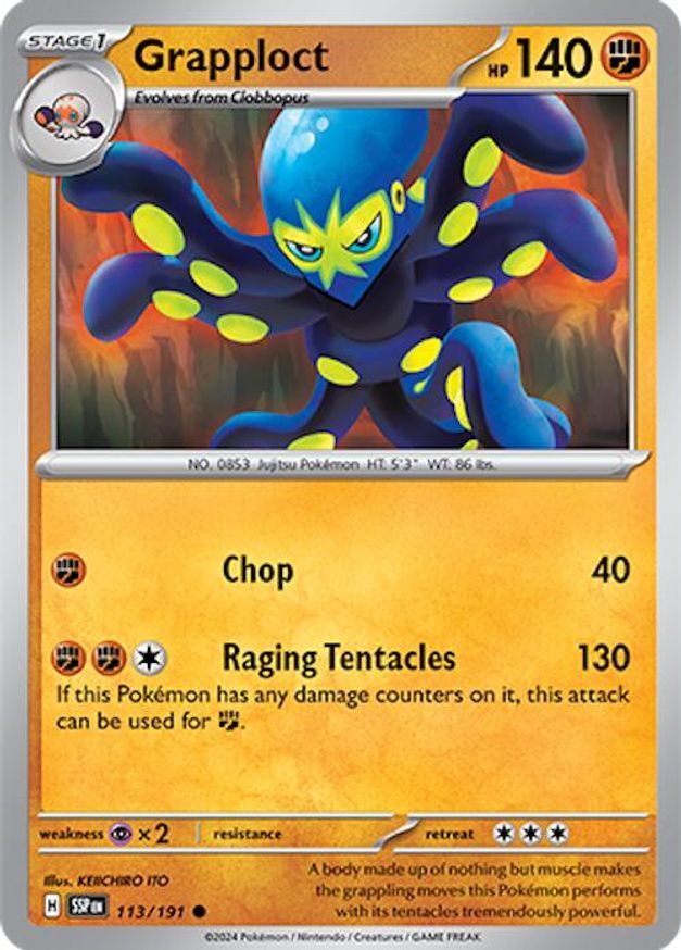 Pokemon Grapploct (113/253) Surging Sparks NM REVERSE HOLO