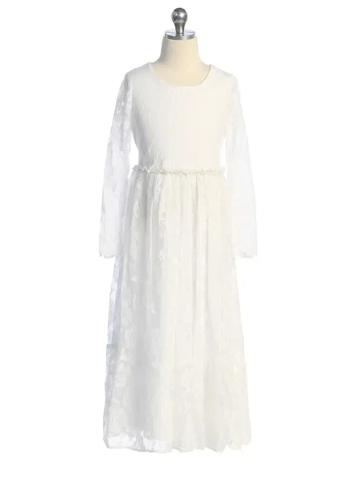 Kid's Dream Long White Lace Maxi Boho Dress
