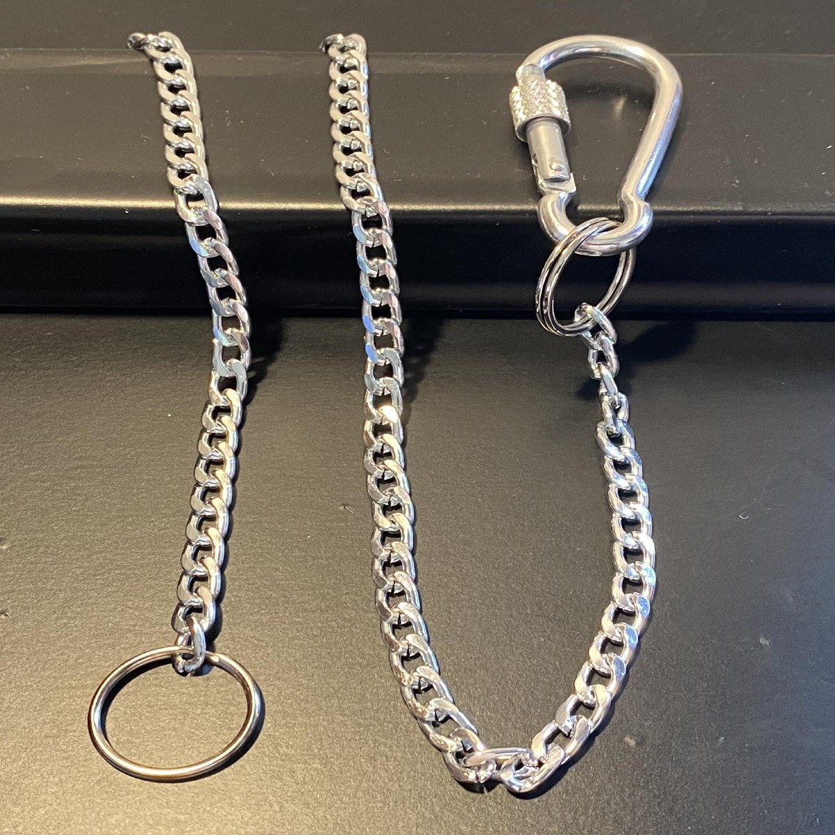 Ahiller Catena portafogli da uomo, portachiavi da motociclista, [moschettone in lega, catenas in acciaio inox], catena lunga 64 cm per portafogli, jeans e borsa (Argenteo-BK-1P