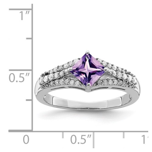 Sterling Silver Rhodium-plated Diamond & Amethyst Ring Size 7 - Bild 2 von 3