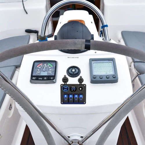 Blue LED 4 Gang Toggle Rocker Switch Panel USB for Car Boat Marine RV Truck EOA - Picture 12 of 12