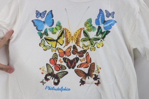 Vintage 90s Streetwear Boys Medium Philadelphia Butterfly Nature T-Shirt USA - Picture 4 of 17