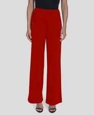 Halston Women's Red High-Rise Logo Hardware Straight-Leg Dress Pants Size S