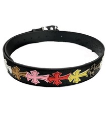 Chrome Hearts Mens Multi Color Cross Patch Roller Belt In Black 34-36  Waist