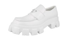 PRADA Leather Monolith Loafer Shoes Triangolo 2DE129 White NEW - US 11 EU 44