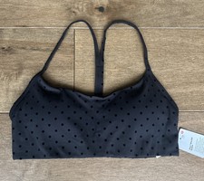 LULULEMON Flow Y Bra A/B Cup Evolve Flocked Polka Flock Black Sz S SHIPS TODAY