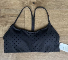 LULULEMON Flow Y Bra A/B Cup Evolve Flocked Polka Flock Black Sz S SHIPS TODAY