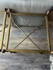 Mid Century Faux Bamboo Hollywood Regency Brass Square Side Tables (18" tall) — photo 10