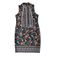 Melissa Paige Boho Dark Floral Sleeveless Sheath Dress Women’s L