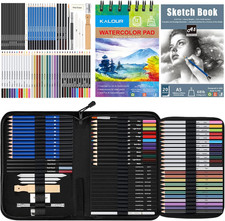 76 Drawing Sketching Kit Set - Pro Art Supplies with Sketchbook  Watercolor Pap