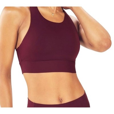 VGUC Fabletics No-Bounce Sports Bra Burgundy Comfy Padded Read*  NS408