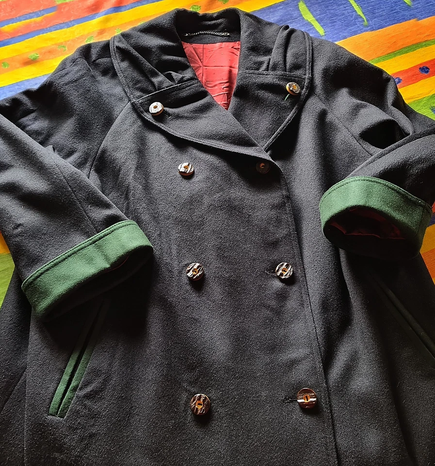 ABRIGO DE MUJER VINTAGE DISTLER OKTOBERFEST DIRNDL TIROL LANA NEGRA ALPACA: EE. UU. 16/44 Foto 4 de 4