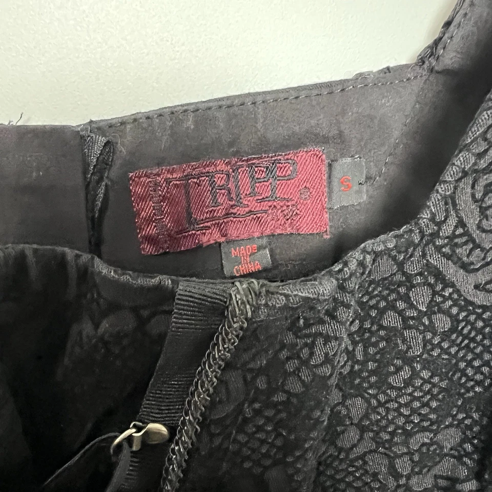 Винтажный Tripp NYC Корсет Топ S Черный Флокированный Бархат Y2K Готик Панк Вамп Whimsygoth - Изображение 2 из 4