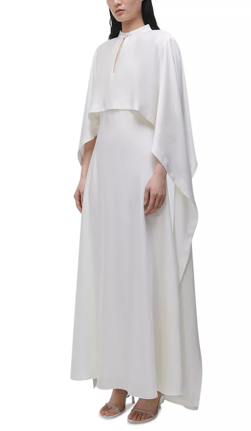 Jonathan Simkhai women's Amory Ivory Cape Dress Gown - size 2 - retail $895
