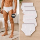6 Pack Men's 100% Cotton Brief Underwear Soft Breathable Classic Fit S-XL White