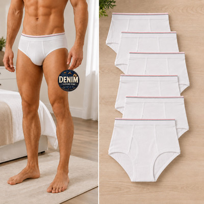 6 Pack Men's 100% Cotton Brief Underwear Soft Breathable Classic Fit S-XL White
