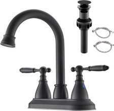 4 Inch Bathroom Sink Faucet Black - 2 Handle Centerset Faucets  360  Swivel Spo