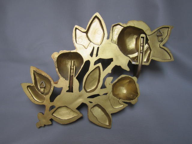 Vintage MCM Syroco Flower Wall Hanging Decor Roses Candle Holder 15" Gold White