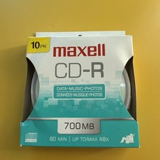 Maxell CD-R 48X 700MB 80 Min Data, Music, Photos, Blank Media Discs 10 pack