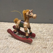 Vintage Wood Rocking Horse Christmas Ornament Made in Taiwan Republic of China