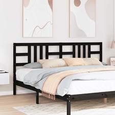 Headboard Solid Pine Black 206x100cm Slim 4cm Wall-Mount Backrest Bedroom Panel